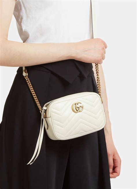 white gucci marmont small|Gucci Marmont mini street style.